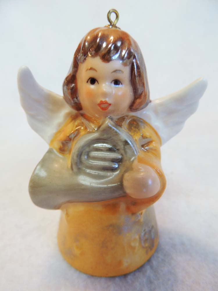 2 GOEBEL HUMMEL ANGEL Hand Painted Bell Christmas Ornaments.. 1982 & 1983