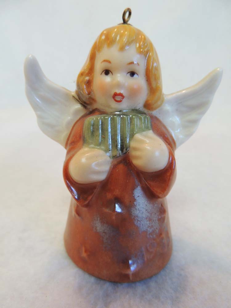 2 GOEBEL HUMMEL ANGEL Hand Painted Bell Christmas Ornaments.. 1982 & 1983