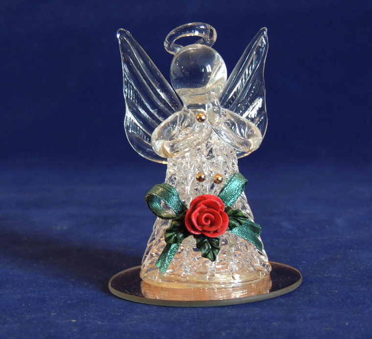 Vintage Hand Spun Blown Art Glass Praying Angel Figurine Ornament, Rose & Mirror eBay